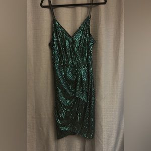 Green sequins cocktail dress